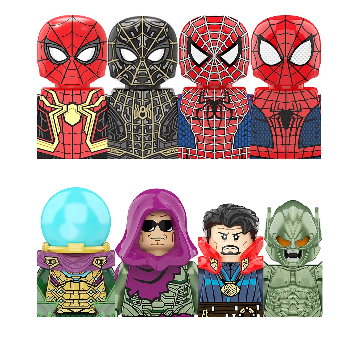 Disney Marvel Building Blocks Spider Man Minifigures Doctor Strange Green Goblin Bricks Action Figures Assemblare Giocattoli Regali