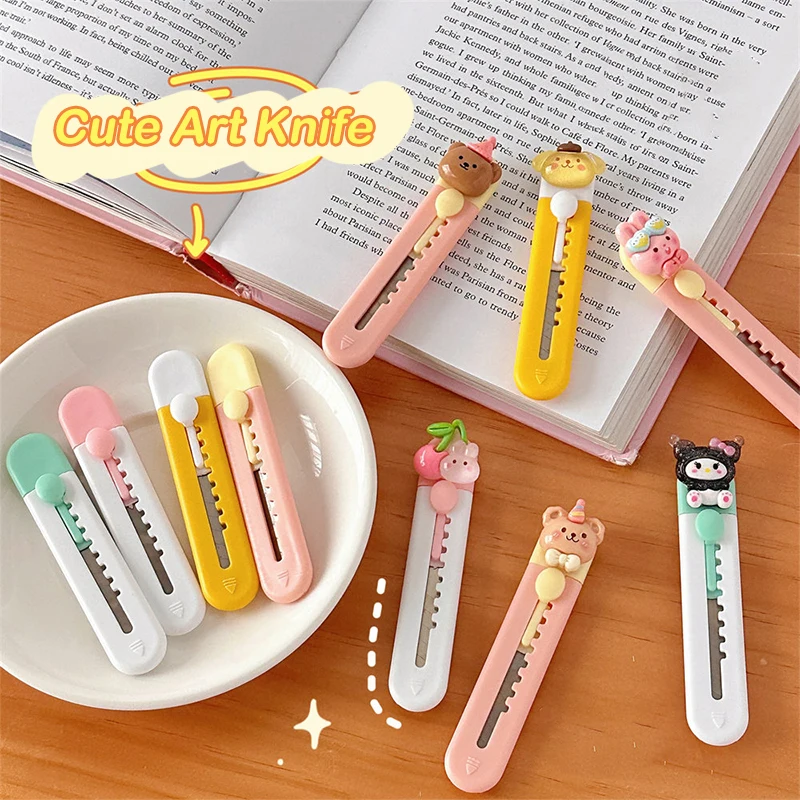 Cartoon Animal Mini Utility Knife Student Hand Account Paper Knife Stationery Handmade Knife Dismantling Express Wallpaper Knife large utility knife student children handmade paper cutter high quality stainless steel wallpaper wallpaper tool knife gifts