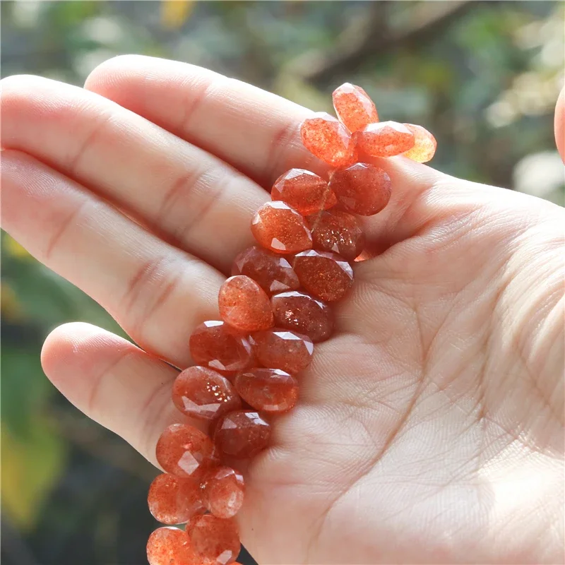 

Натуральный камень 7A Sunstone, плоские граненые бусины, размер 8-9x10-13 мм, фотобраслет