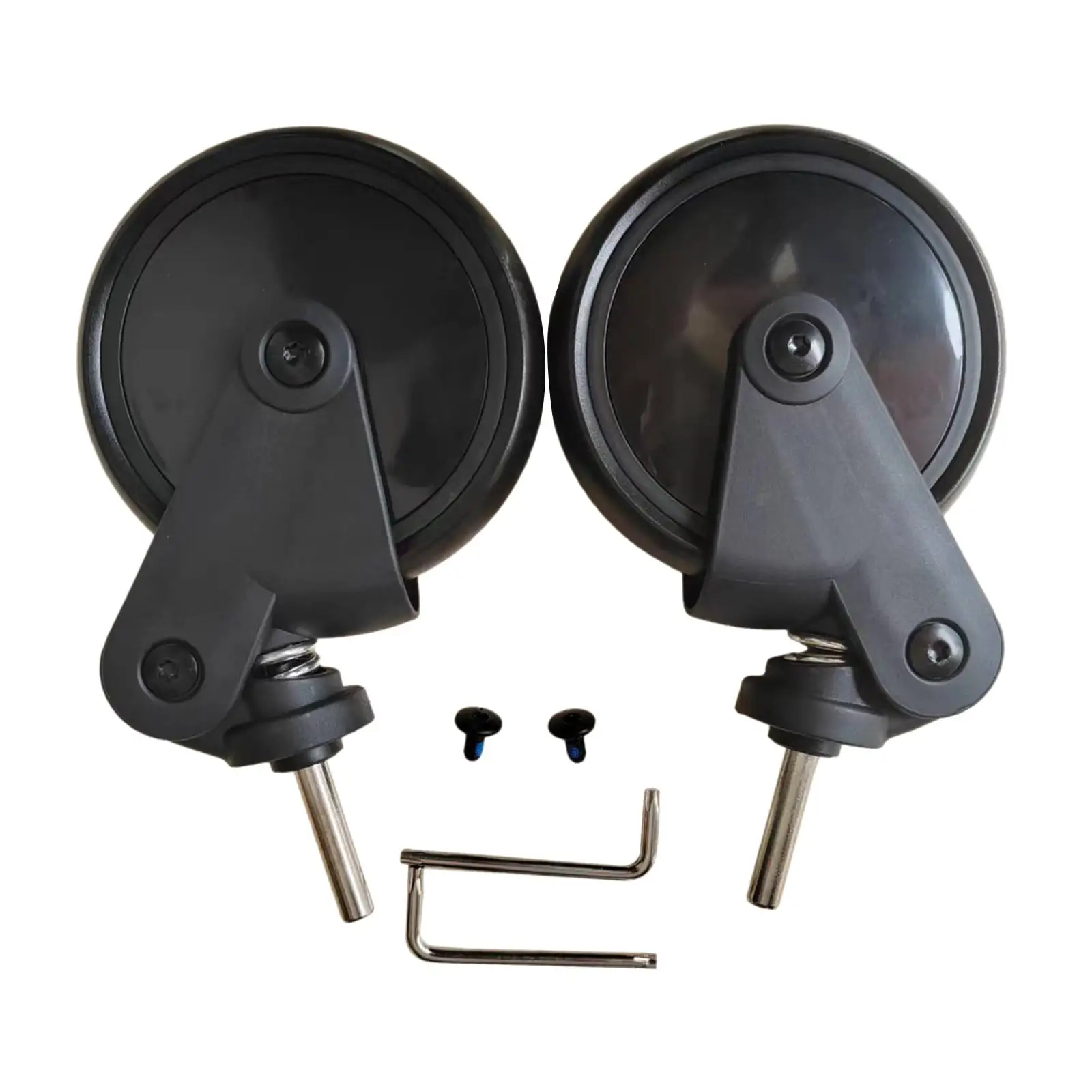 Baby Stroller Wheel Tire Wear Resistant Rubber Pratical Infant Carriage with Wrench, Screws Replace Wheels Accessories Pushchair