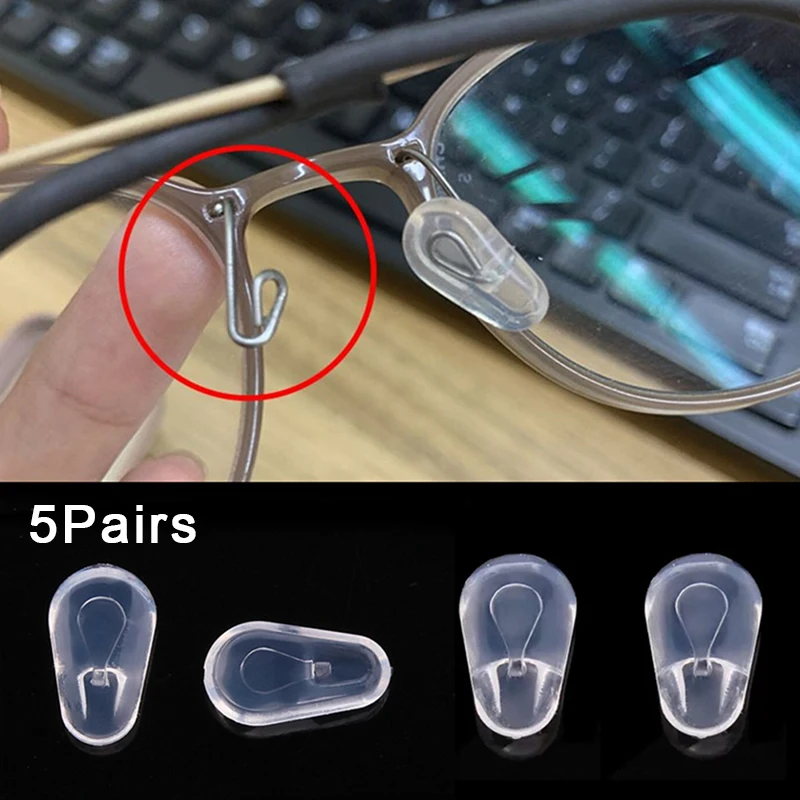 5 Paar superweiche Silikon-Nasenpads für Brillen, Push-In-Silikon-Luftkammer-Nasenpads für optische Brillen – Detail 1