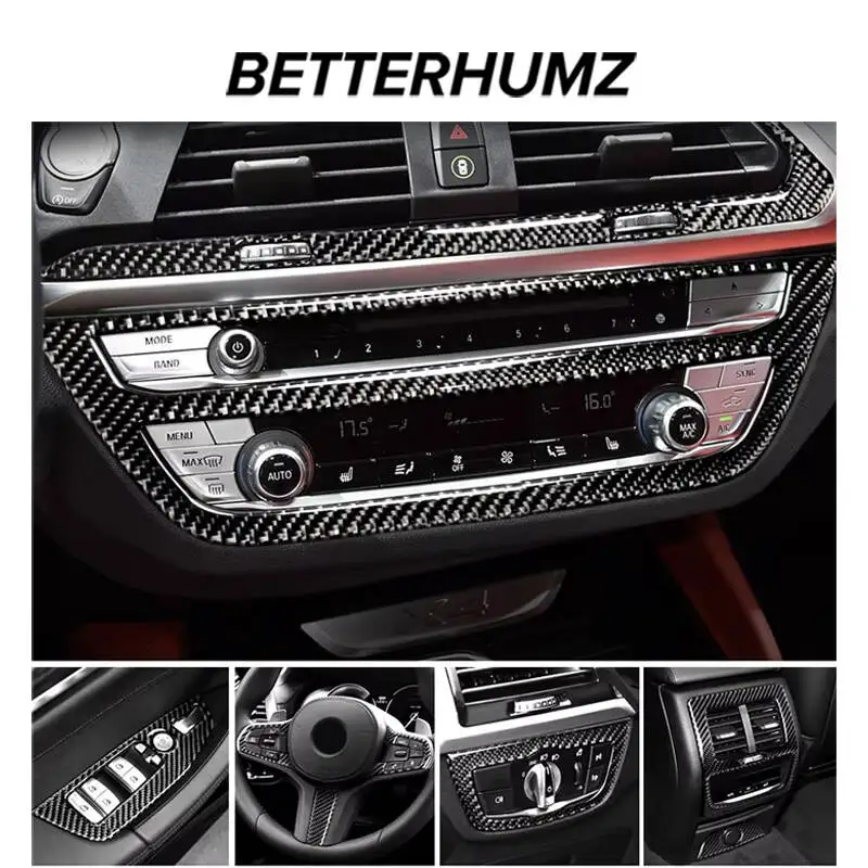 BMW X3 G01 G08 X4 G02 차량용 카본 파이버 실내 센터 콘솔 CD 스티어링 휠 도어 패널 트림 스티커 튜닝 액세서리