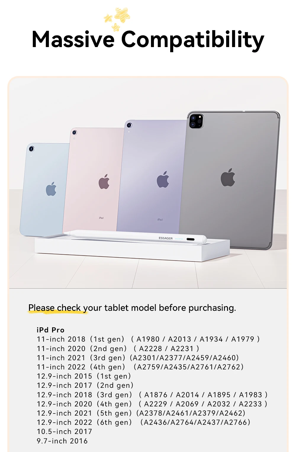 Se9e70942c59f489dba8e0d6bf49f0f1dJ ⚡ Essager Stylet Magnétique Ultra-Précis pour iPad – Recharge USB-C