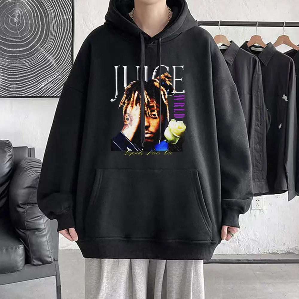 

Худи Rapper Juice Wrld с принтом, осенняя одежда в стиле хип-хоп, готика, мужская и женская флисовая толстовка, уличные пуловеры оверсайз с длинным рукавом