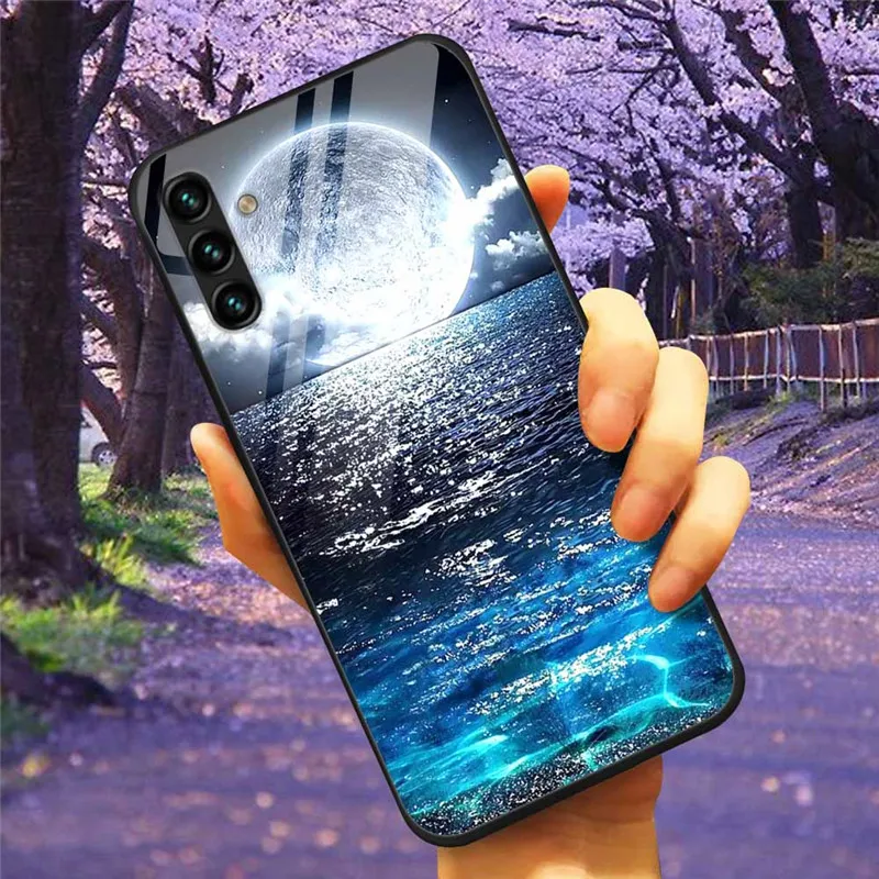 Tempered Glass Hard Cover Case for Samsung Galaxy - Space Design