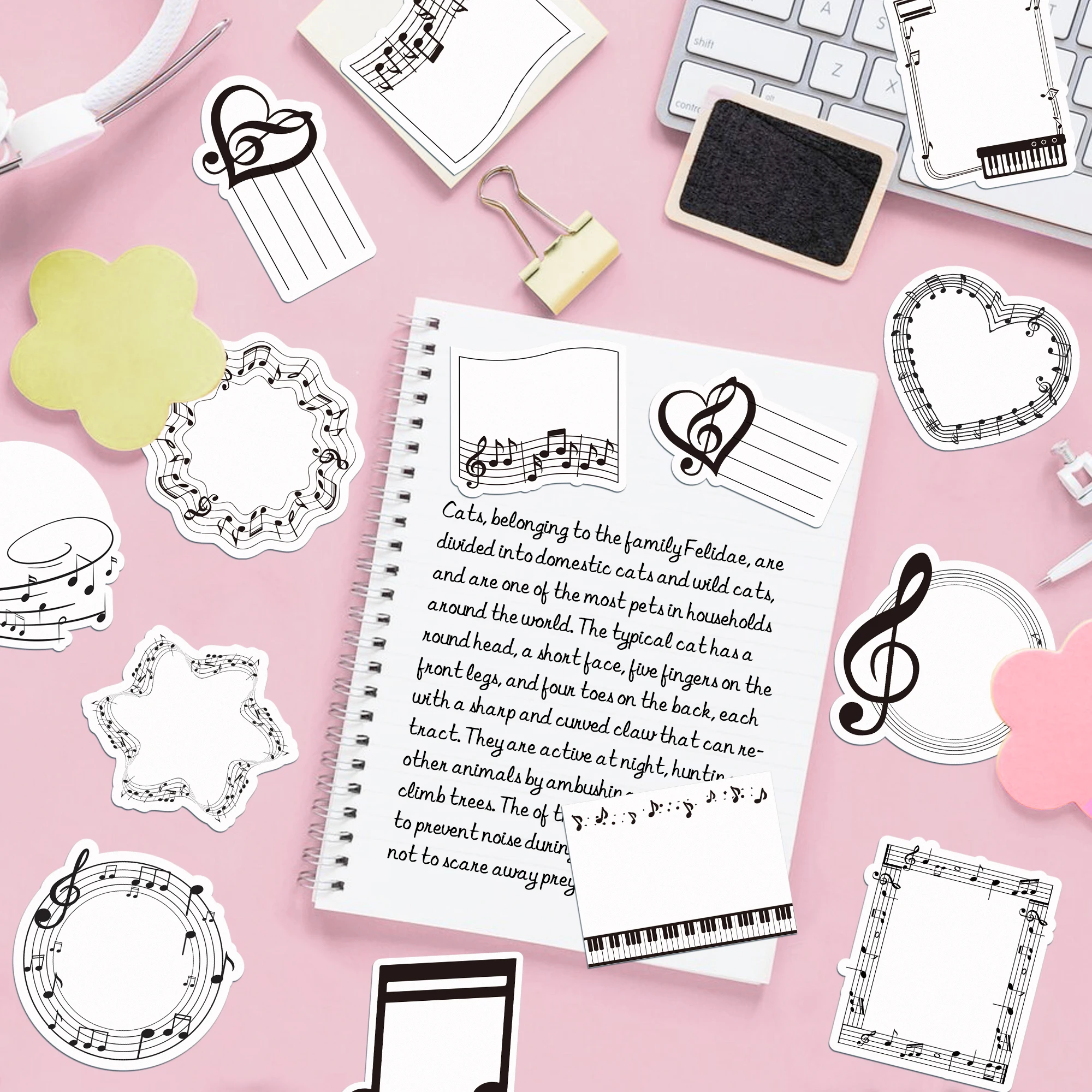 Deluxe Music-Themed Sticky Note Set - 240 Pages