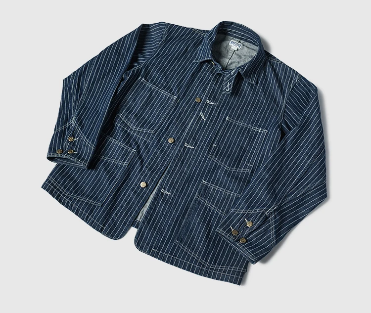 【美品】ジョーマッコイ INDIGO WABASH STRIPE JACKET The Real McCoy's MJ24014 Wabash Chore Coat Indigo