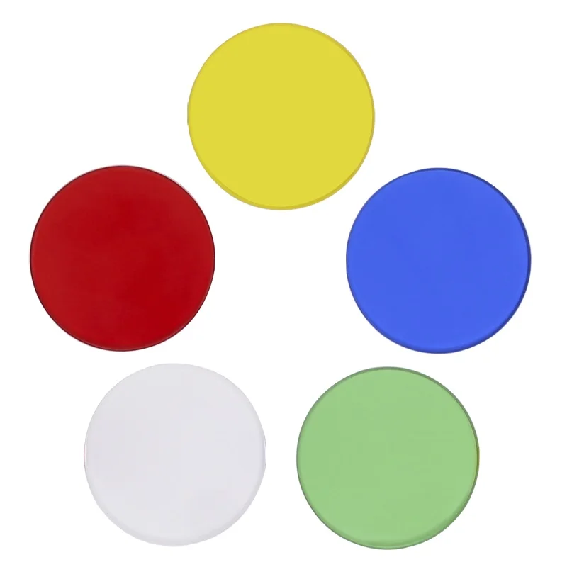Description Picture 2 of item5 Pieces Microscope Filters 32 35 42 45mm Diameter Biological Microscope Accessories Green Blue Yellow White Red Optical Glass
