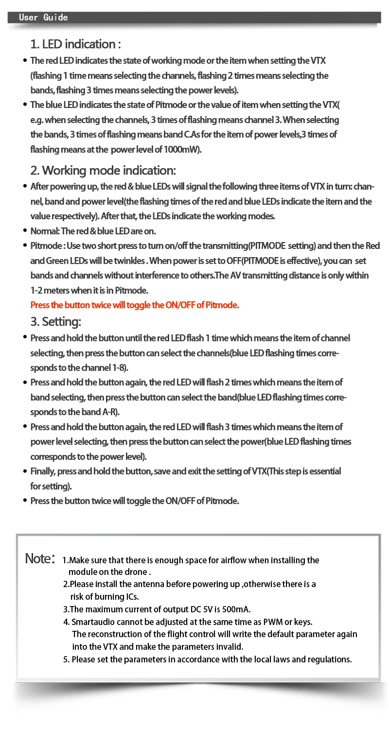 Description Picture 6 of item2W 2000mW 5.8G 48CH FPV Transmitter Drone VTX with Cooling Fan RP-SMA Male Antenna for Fixed-wing Airplanes FPV Racing RC Drone
