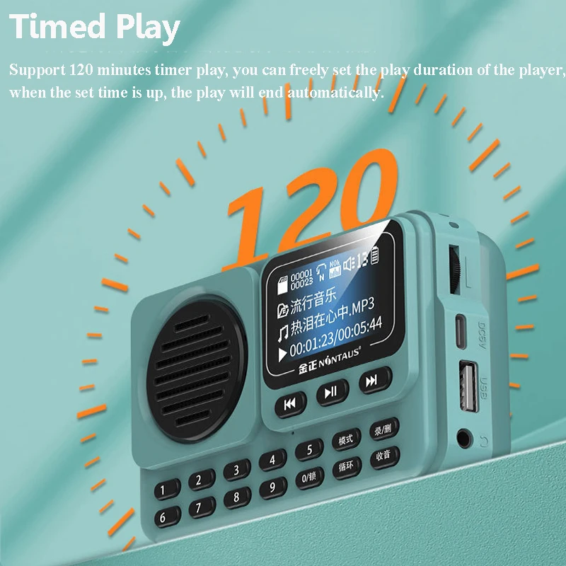 Mini Portable FM Radio LED Display Radios Receiver Wireless Bluetooth Speaker HD Recorder Support Lyrics Display Timed Play