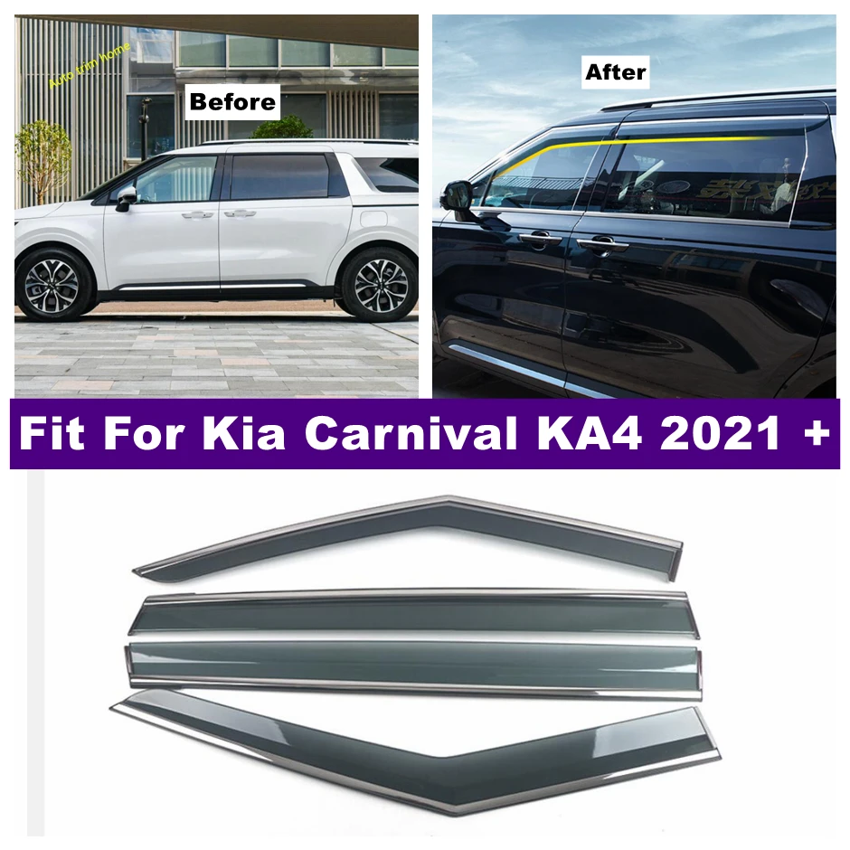 Car Accessories For Kia Carnival KA4 2021 2022 2023 2024 ABS Chrome  waterproof Door Window Visor Vent Shades Sun Rain Guard 4PCS - AliExpress