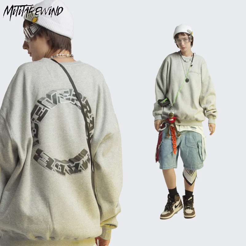

Fashion New Letter Print T Shirts Couple Casual Long Sleeve Thick Autumn Winter Graphic O Neck Korean Streetwear High Street Top