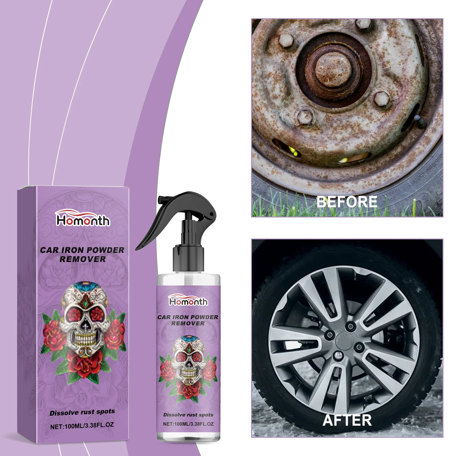 Multi Purpose Wheel Rust Removal Spray Automobile Wheel Hub Yellowing, Rust Removal, Polishing and Cleaning Stains 100 ML