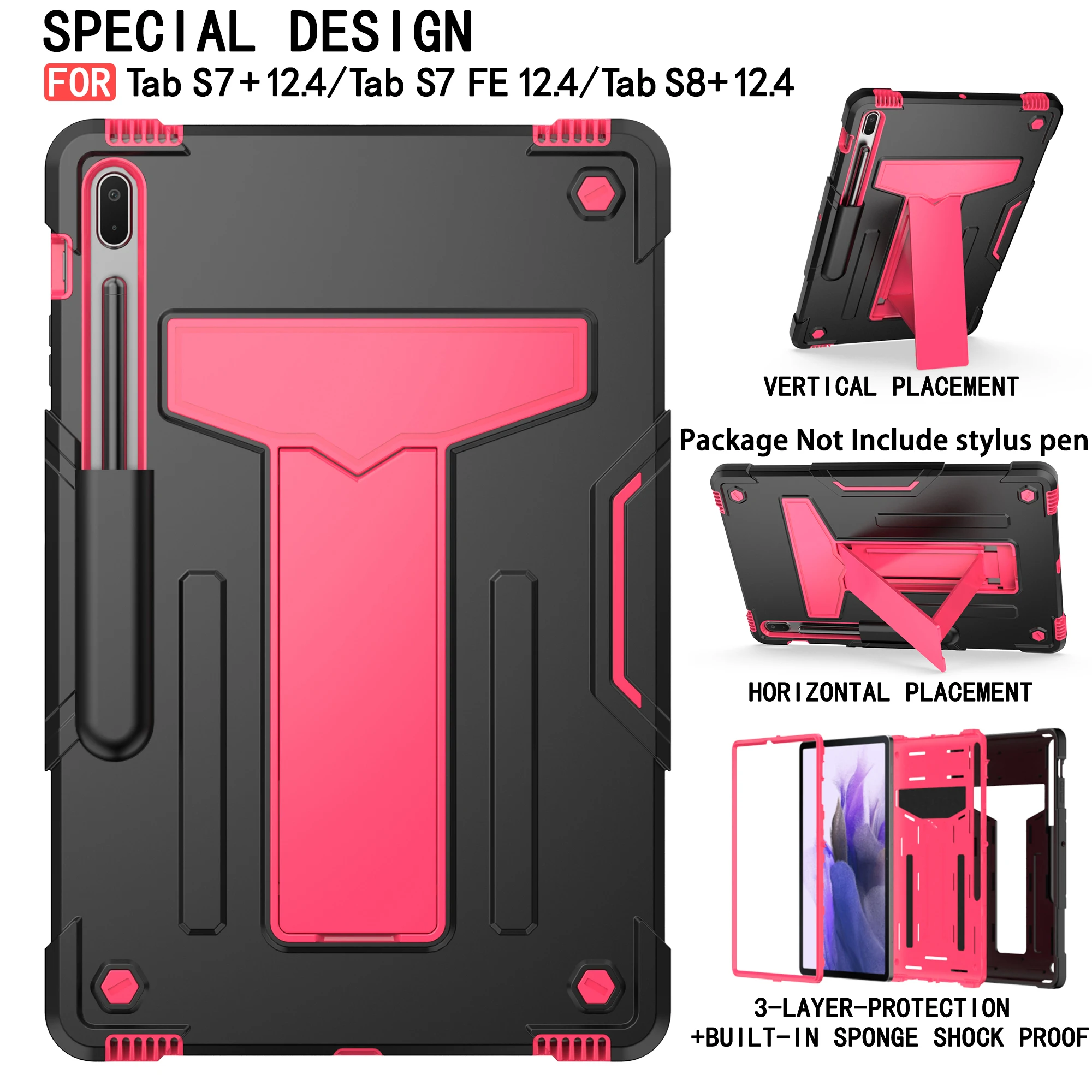 3-in-1 Tablet Case with All-Round Protection and T-Shaped Stand