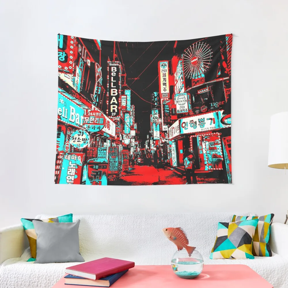 

abstract red and blue nights Tapestry Custom Decorative Wall Mural Tapestry