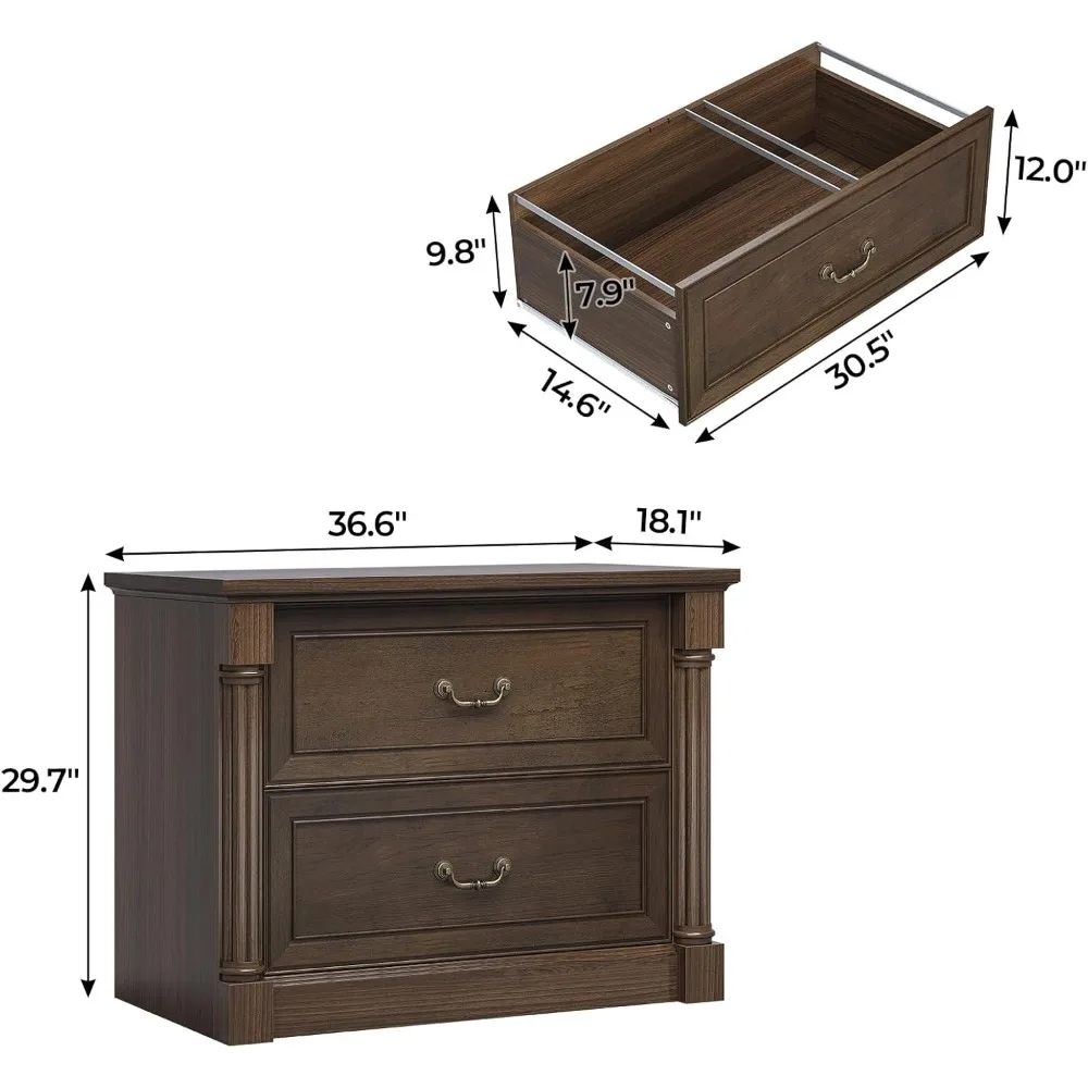 2 drawer file cabinet, farmhouse filing cabinet for letter/legal size, wooden extended desktop, wood lateral file cabinets with