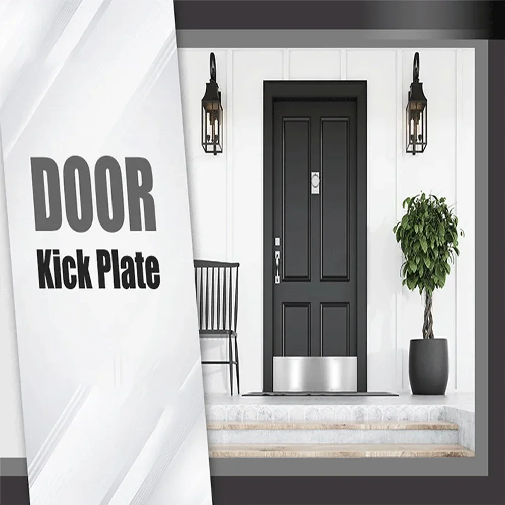 Door Push Plate Metal Door Plate For Exterior Doors 12&times;3.93Inch Protection Stainless Steel Fire Sliding