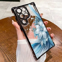 Blue Lily Clear Airbag Phone Case - Elegant Floral Design - Galaxy S20 FE (Black)
