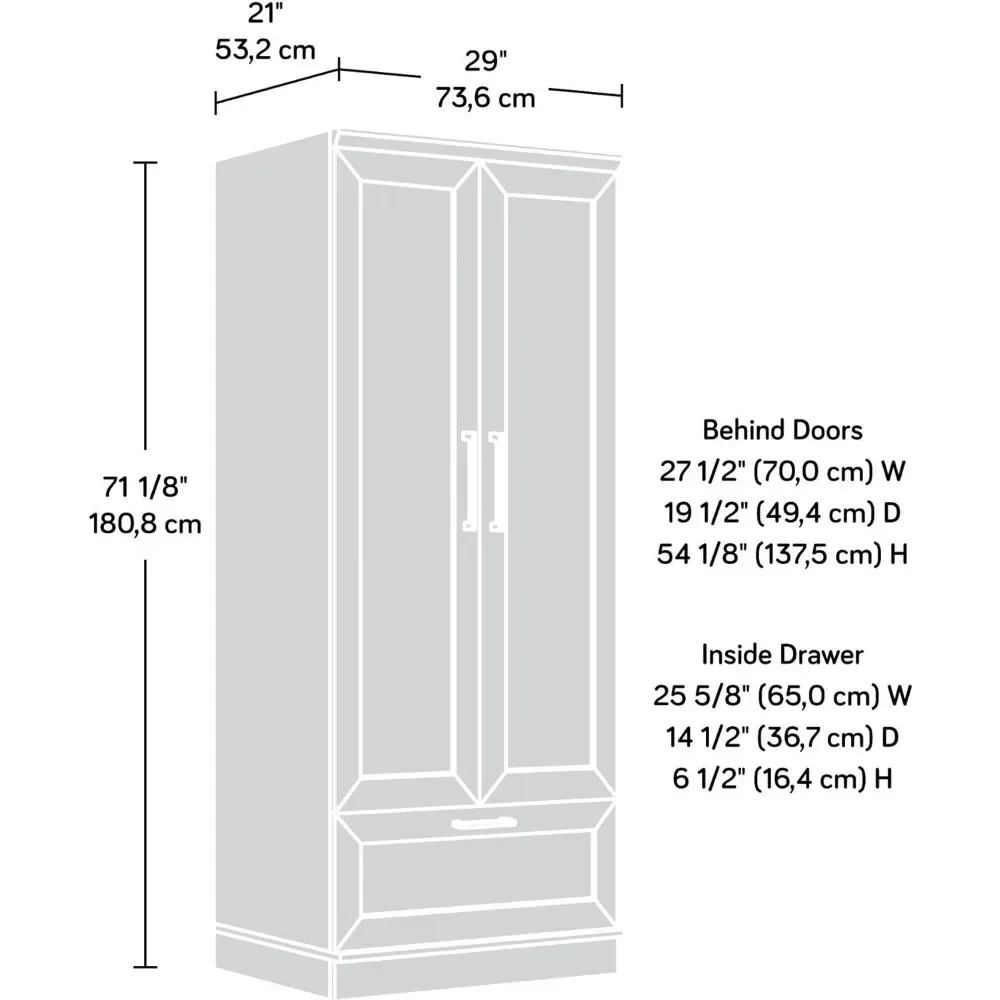 Sauder HomePlus Wardrobe/Pantry cabinets, L: 29.06" x W: 20.95" x H: 71.18", Soft White finish 3
