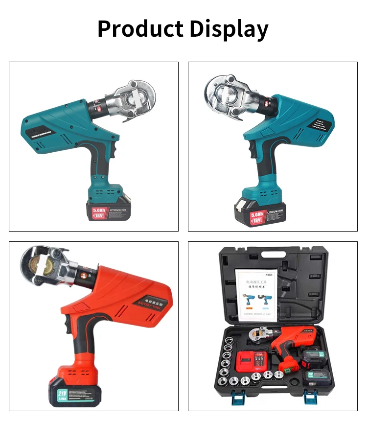 Battery Powered Crimping Tool 16-300mm² 18V 5Ah LED Display 350° Rotating Head M
