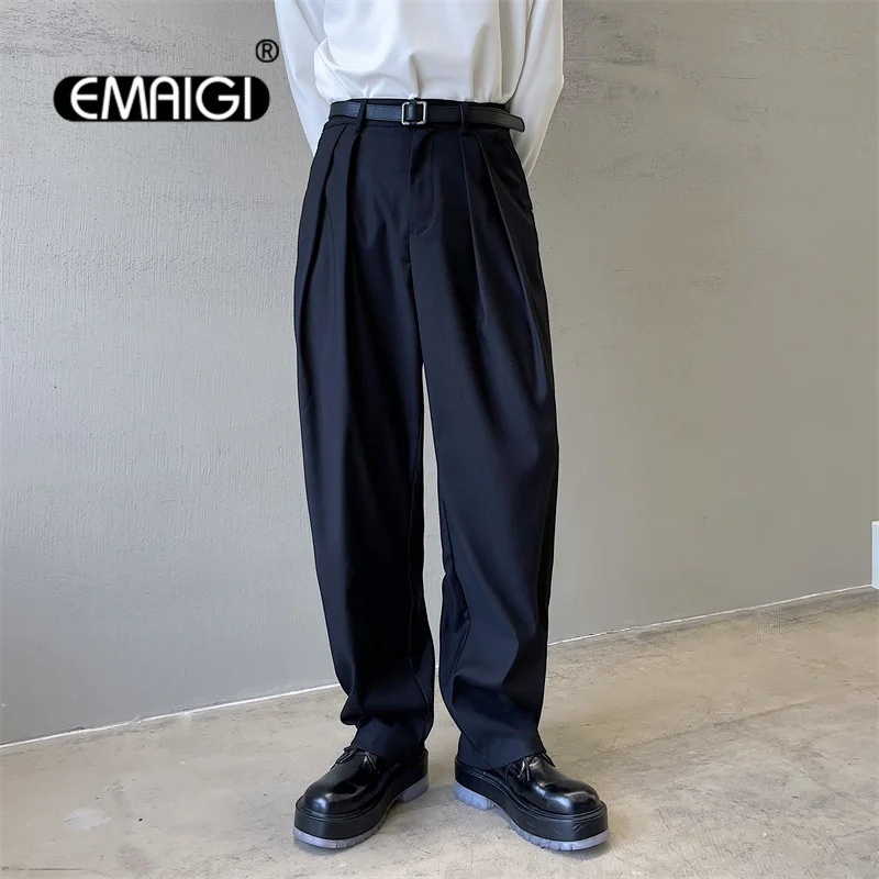 

Men Loose Casual Korean Fashion Streetwear Harem Suit Trousers Pants Net Celebrity Modeling Clothing Trend Chic Pant Male