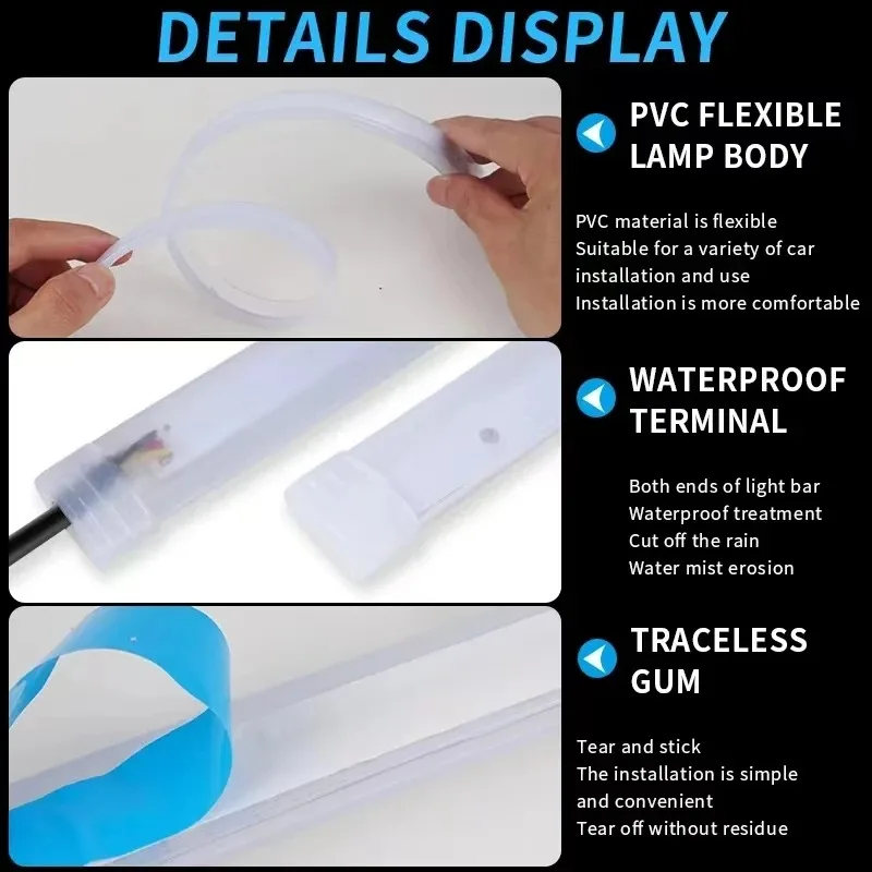 2 Pezzi Luci di Guida per Auto, Lampade LED DRL Diurne, Indicatori di Direzione Lampeggianti, Fari Fendinebbia Ausiliari Universali - Image 5