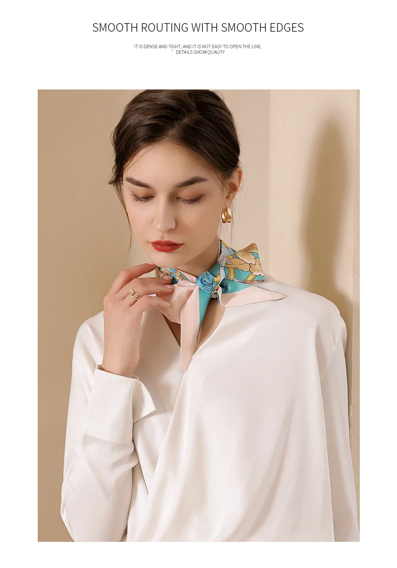 2022 Spring New Print floral Small Scarf  Women Handle Bag Ribbons Brand Fashion Head Scarf Small Long Skinny Scarves Headbands