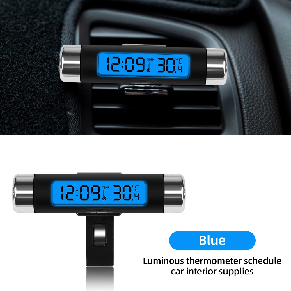 Se9e80b80dbfb4ae18c21189669e3790do Portable 2 in 1 Car Digital LCD Clock/Temperature Display Electronic Clock Thermometer Car Digital Time Clock Car Accessory Mallzona