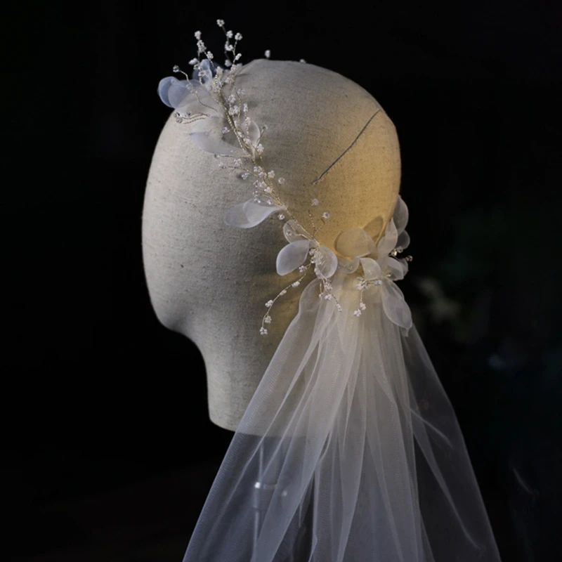Bridal Veil with Boho Flower Crown One Layer Cut Edge Tulle Petite Beads  Decorated Loop Short Veils for Flower Girls Dropship - AliExpress