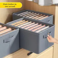 1pc Grey Nonwoven Fabric with Partition Clothing Storage Box Household Wardrobe Organization and Storage 1