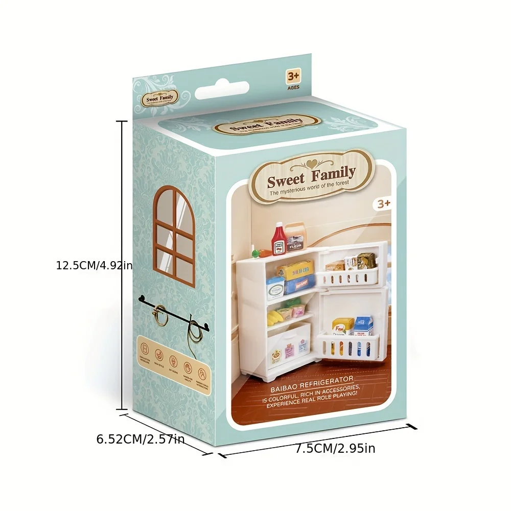 1Pcs Dollhouse Miniature White Refrigerator Mini Refrigerator Fridge Model Kitchen Furniture Accessories Pretend Play Food Gift
