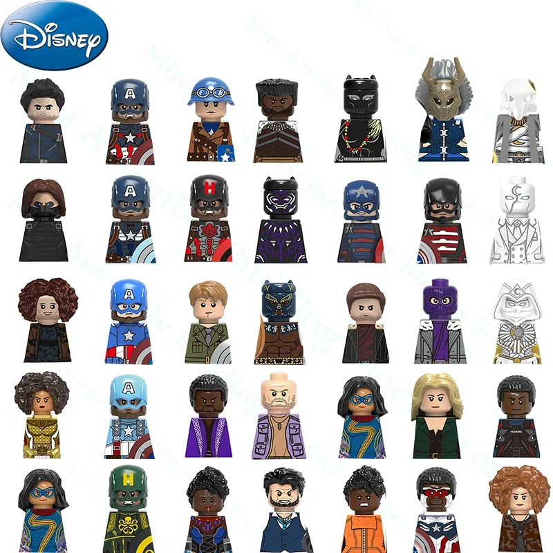Disney Building Blocks Captain America Black Panther Panther Woman Action Figures Marvel Superhero Models Bambini Mini Toys 1