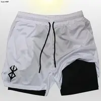 Anime Berserk 2 in 1 Breathable Stretch Men's Shorts Gym High Performance Double Layer Quick Dry Compression Men 1