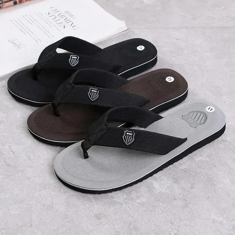 High Quality  Men Flip Flops Beach Sandals Non-Slip Casual Flat Shoes Slippers Indoor House Shoes For Men Outdoor Slides - 2
