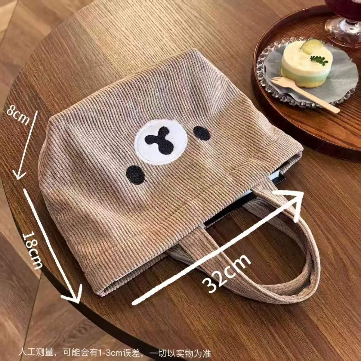 Borsa tote in velluto a coste Rilakkuma, borsa portatile estetica di grande capacità, borsa casual da pendolare per donna - immagine 3