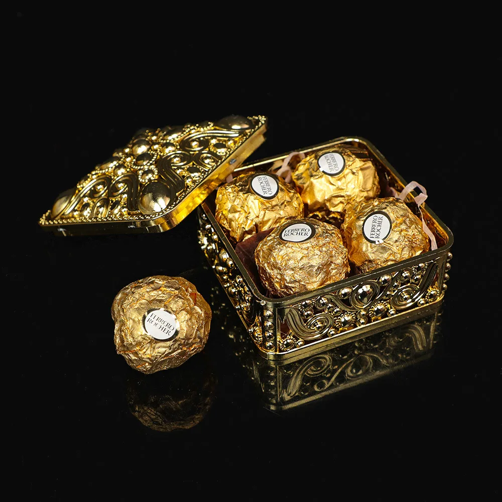 

Золотая Серебряная креативная коробка для конфет с гальваническим покрытием, Золотая Подарочная коробка, квадратная коробка для конфет, Свадебная коробка, 250 шт.