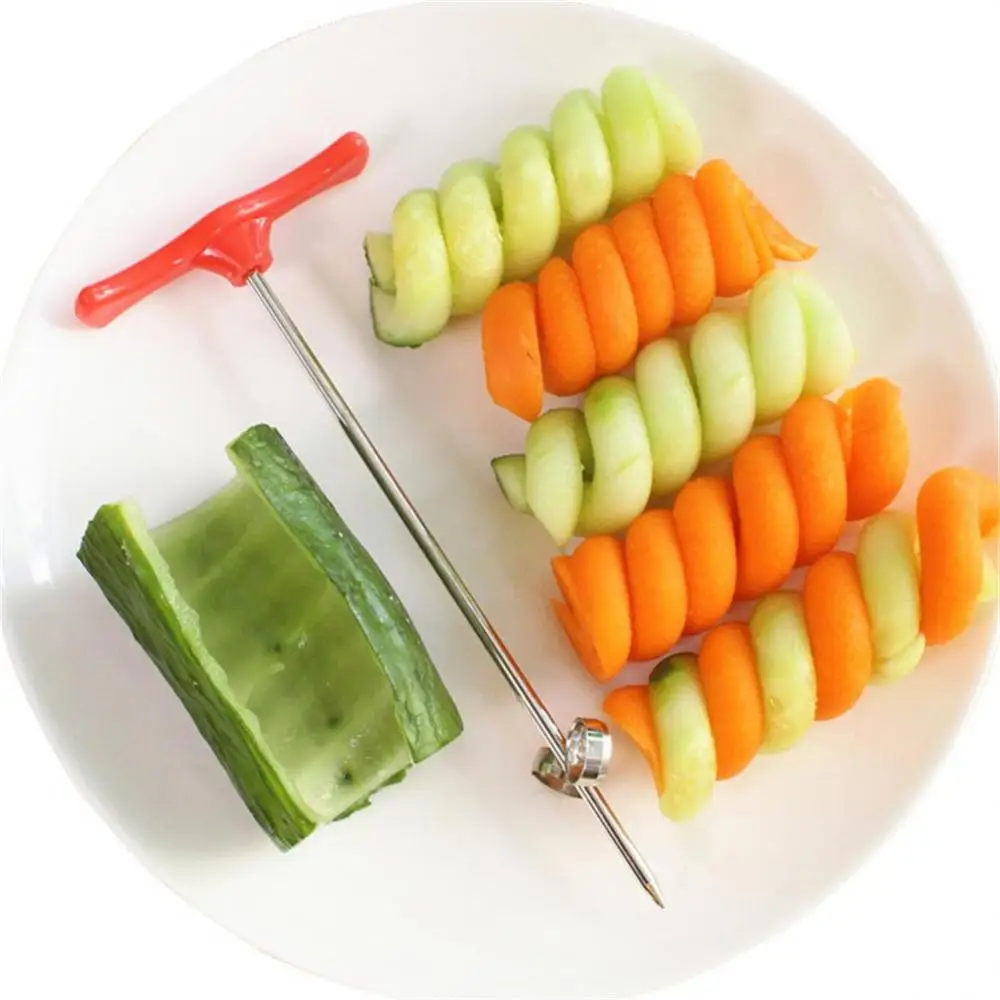 2 Pack Cucumber Carrot Potato Vegetable Spiral Knife Spiral Slicer Blade  Manual Slicer Cut Kitchen Accessories Spiral Slicer, Orange,Green,Purple