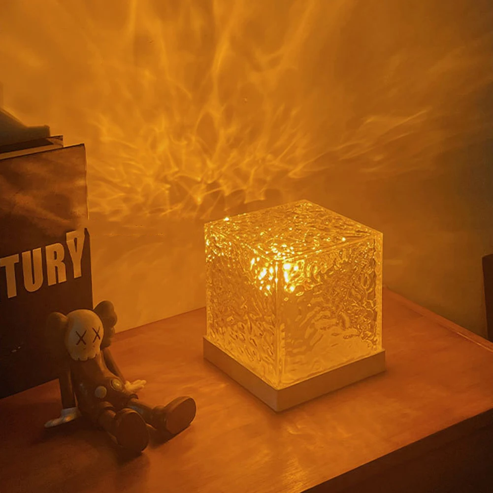 

Rotating Water Wave Night Light USB Plug Dynamic Water Ripple LED Projector Night Light Water Ripple Cube Night Light Home Decor