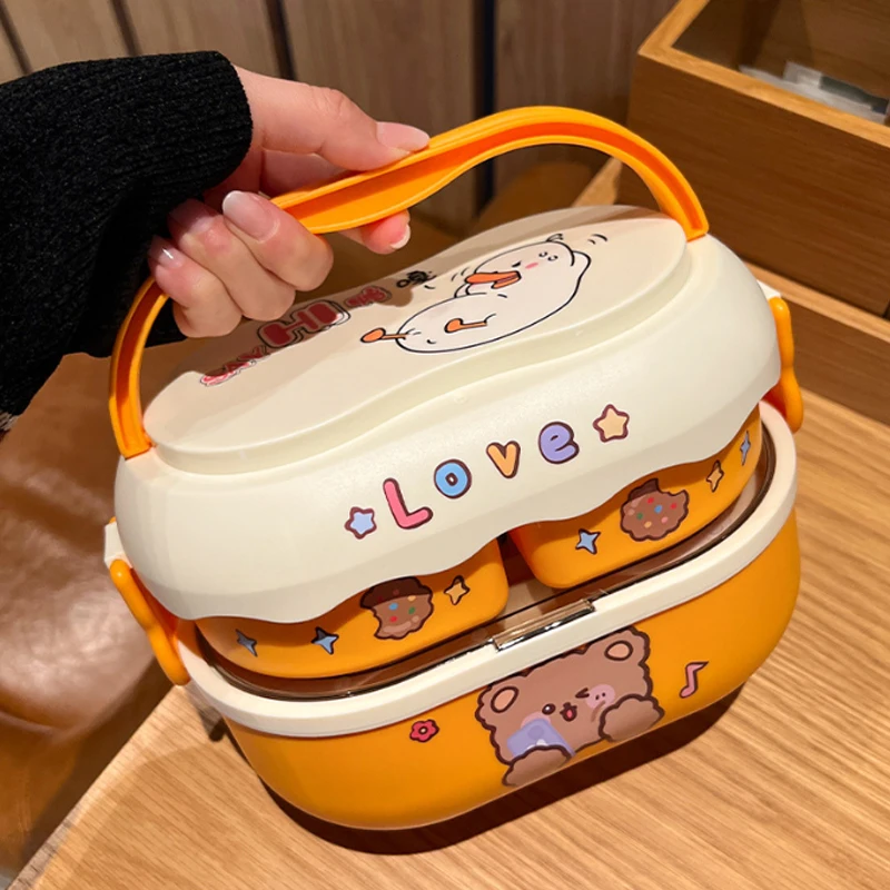 Yuisle Cartoon Bento Lunch Box For Kids Leakproof And Microwavable