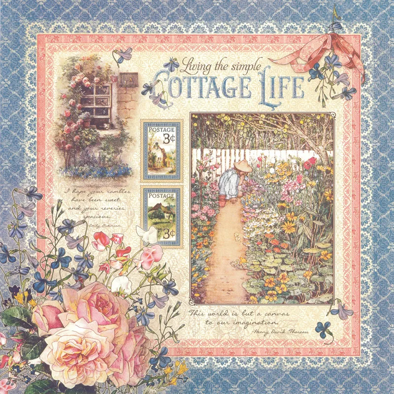 8Pcs/Pack Vintage Retro Cottage Life Flowers Sticker DIY Craft Scrapbooking Album Junk Journal Decorative Stickers