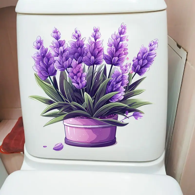Vinyl Stickers Toilet Stickers Toilet Wall Stickers Kitten Wall Stickers Purple Lavender Wall Sticker Bathroom Toilet Decor Decals