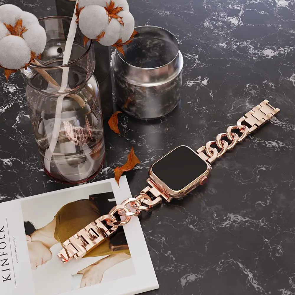 Kubanisches Glieder armband für Apple Uhren armband 40mm 41mm 38mm 44mm 49mm 45 42 Edelstahl armband iwatch Serie ultra2 8 7 6 3 se 9 – Detail 17