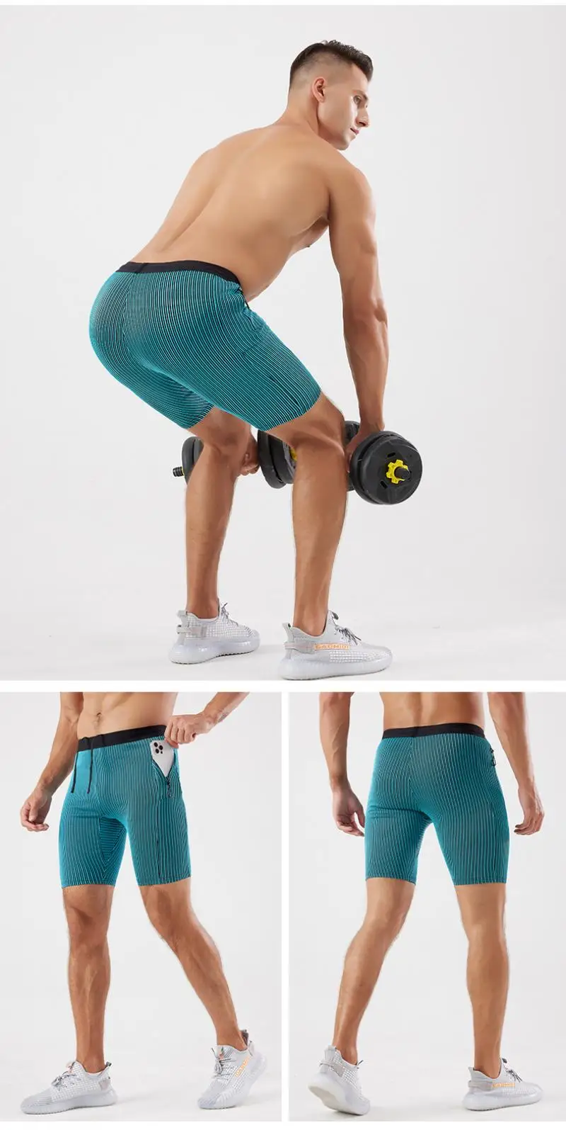 Men Quick Dry Compression Marathon Running Shorts with Zipper Pockets Gym Workout Basketball Training Shorts Built-in Mesh Liner