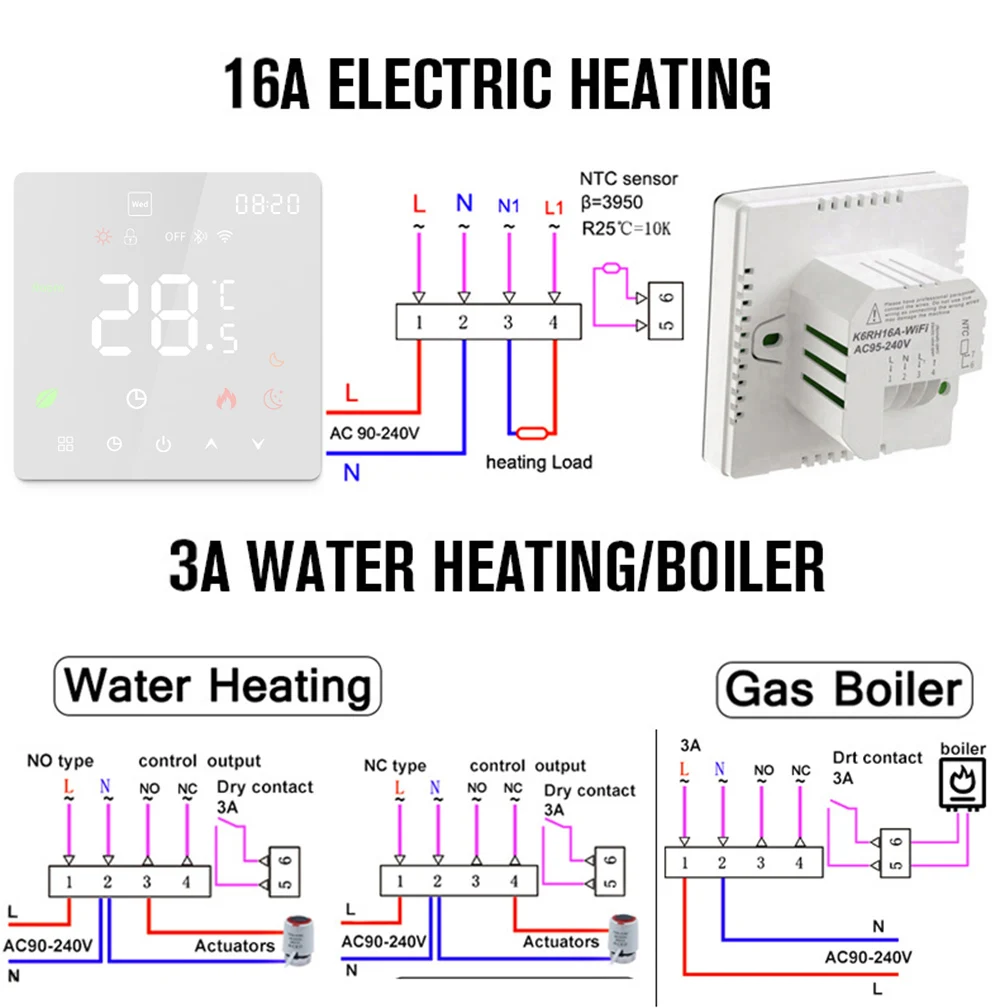 Tuya WiFi Smart Thermostat Electric Floor Heating TRV Water Gas Boiler Temperature Voice Remote Controller For Google Home Alexa electric thermostat thermostatic radiator valve