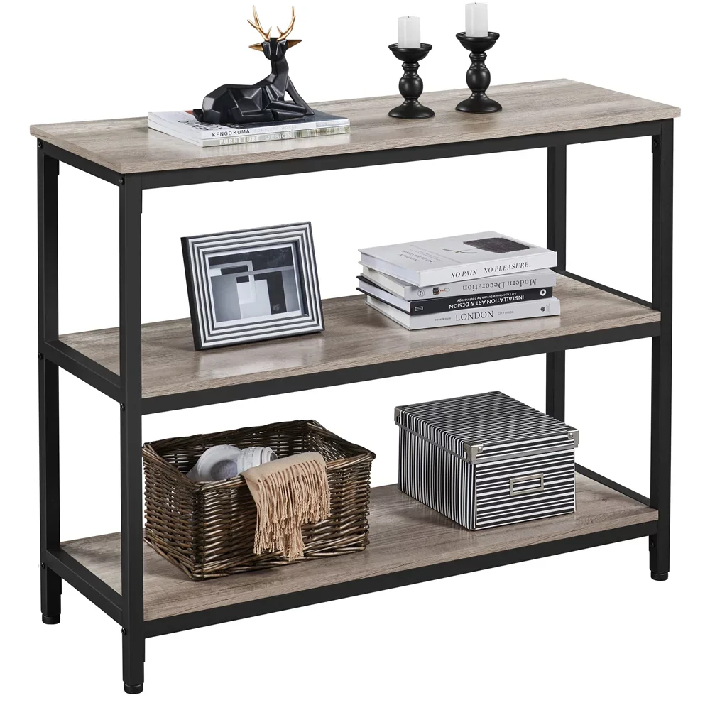 

Industrial Entryway Console Table with Open Shelves,