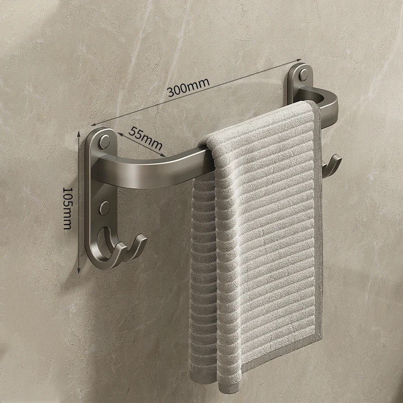 Wall Mounted Towel Rack Space Aluminum Shower Room Holder Towel Hanger 20-60CM Multilayer Bar