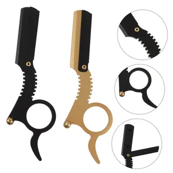 2 pezzi di rasoio professionale per barba e sopracciglia con bordo dritto, strumento per rasatura da barbiere per depilazione taglio di capelli parrucchiere 1
