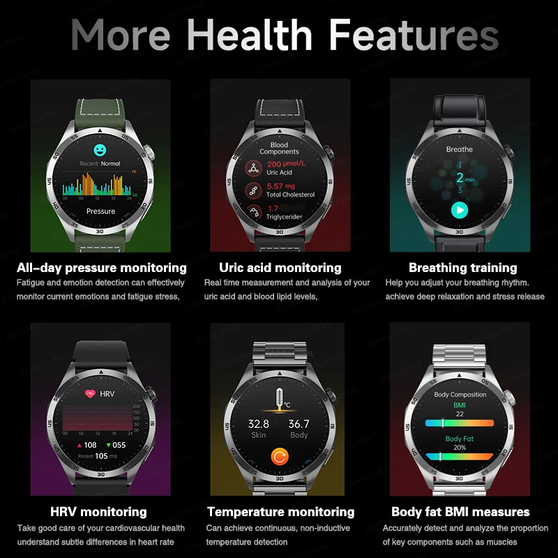 2025New ECG+PPG Treatment Smart Watch precise Uric acid Blood pressure Fat Three High Smartwatch Men Sports HD Call Health Clock