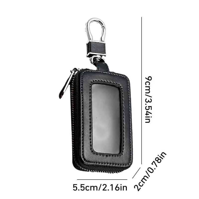 Car Key Case Key Protector Smart Key Chain Coin Holder Metal Hook And Keyring Wallet Zipper Retro Bag For Auto Remote Key Fob