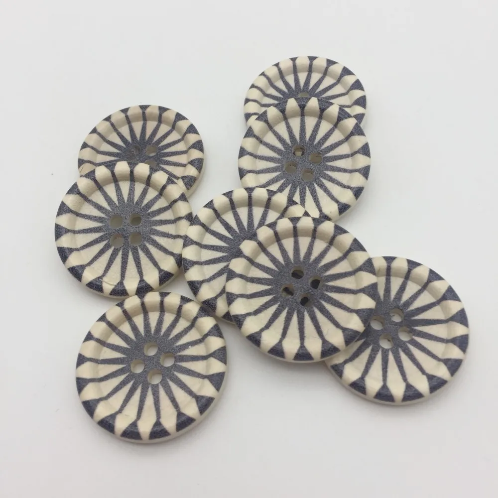 50pcs Black Natural 30mm Wood Buttons Embellishments Sewing Accessories